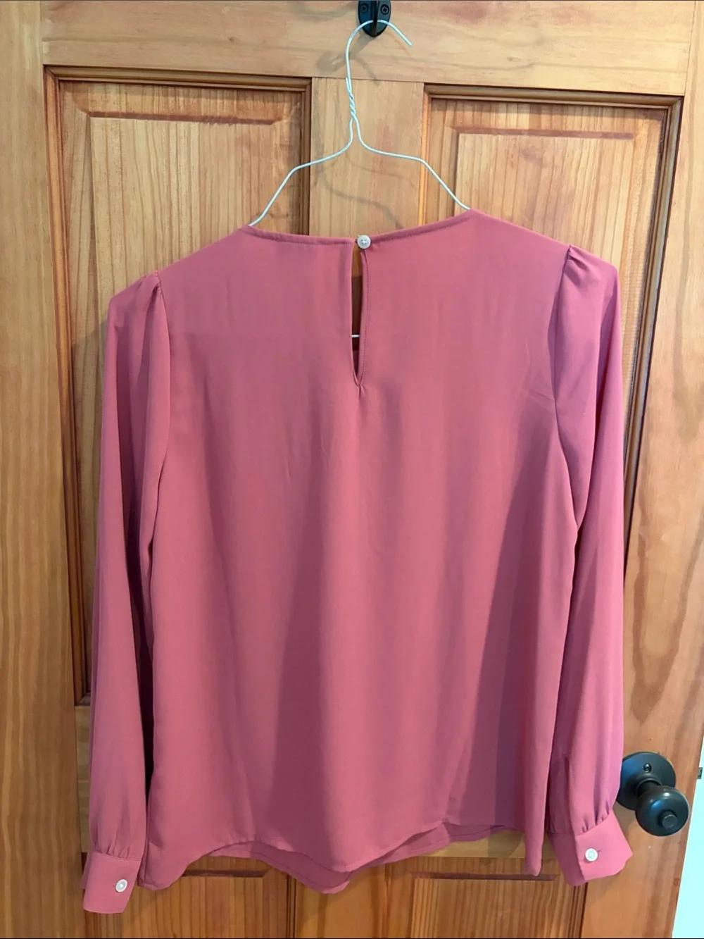 J. Crew Dusty Rose Long Sleeve Pleated Yoke Blouse